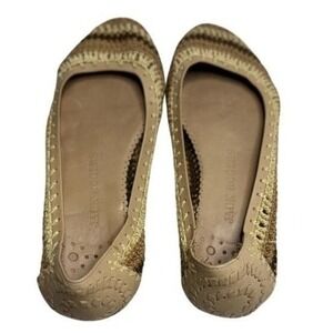 Jack Rogers Vintage Woven Whipstitch Ballet Flats Womens 8.5 Tan Brown Cream